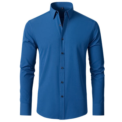 Solid Long Sleeve Shirt Fashion Slim Lapel Button Office Business Shirt Men's Clothing