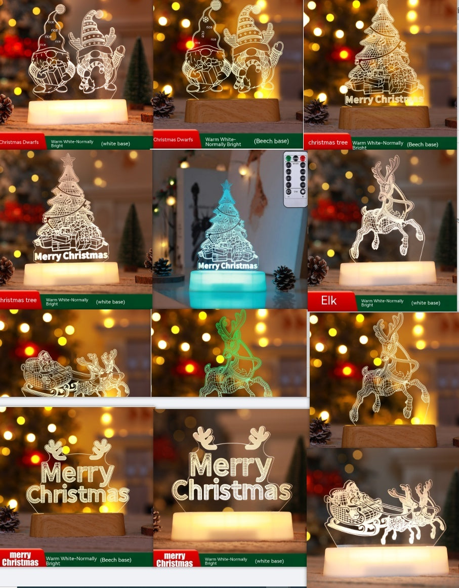 Christmas Decoration 3D Lamp Acrylic LED Night Lights Christmas Kids Gift Christmas Ornaments