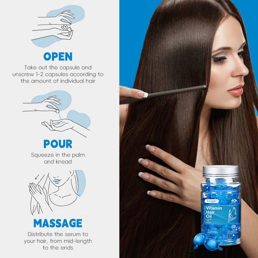 Organic Hair Growth Oil Keratin Treatment Serum Vitamin A C E Moisturizing Hair Care Serum Treatment Hair Capsule Serum