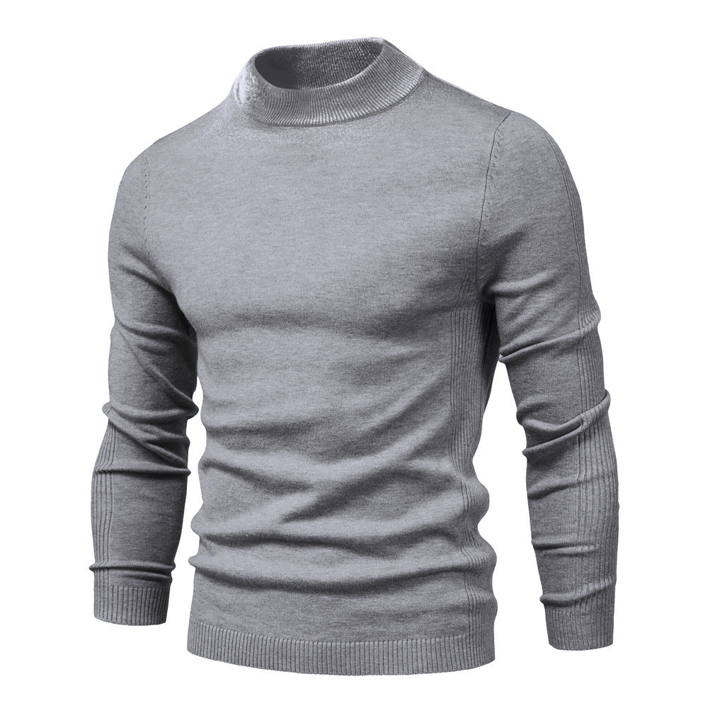 Elegant Mid Neck And Slim Trim Sweater