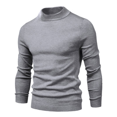 Elegant Mid Neck And Slim Trim Sweater