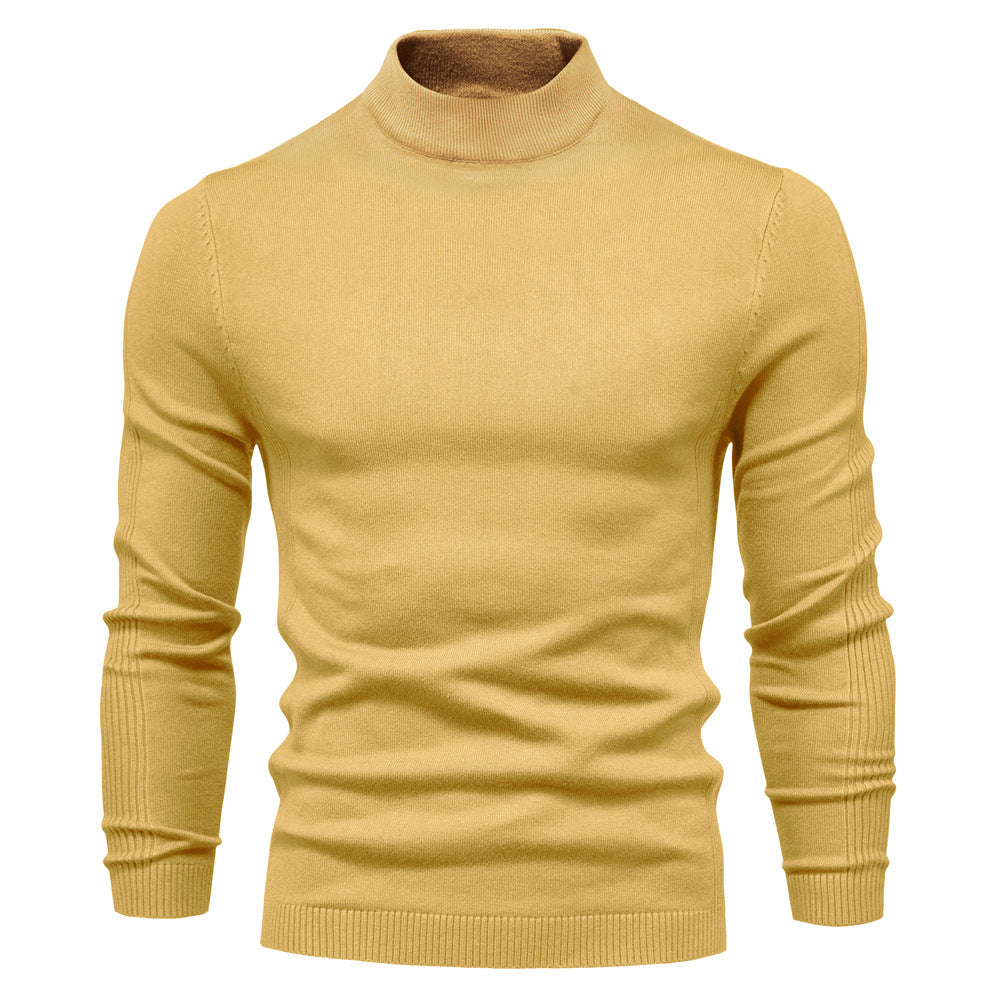 Elegant Mid Neck And Slim Trim Sweater