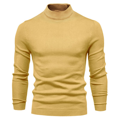 Elegant Mid Neck And Slim Trim Sweater