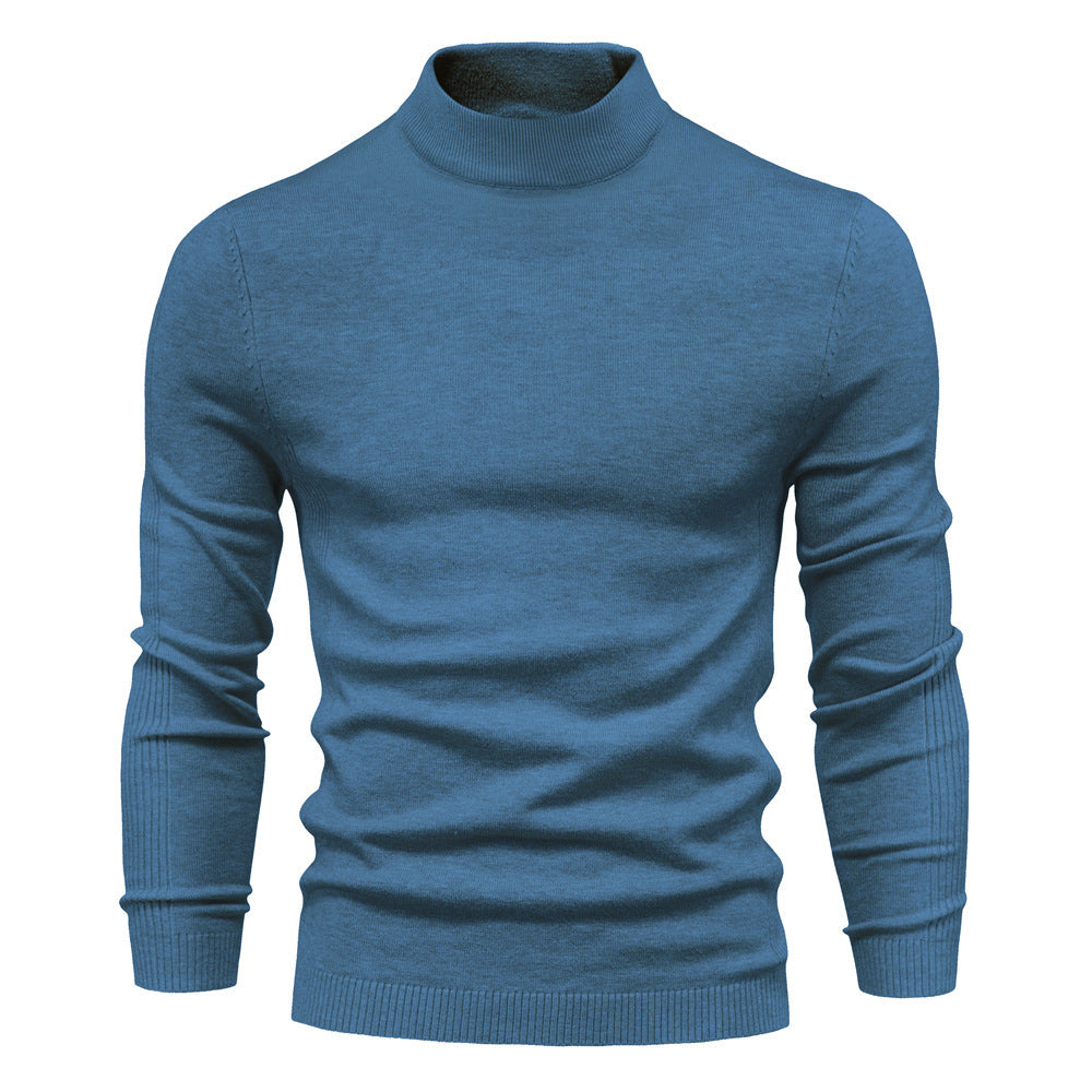 Elegant Mid Neck And Slim Trim Sweater