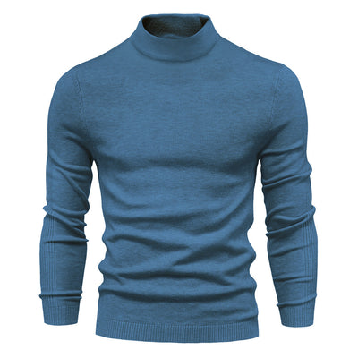 Elegant Mid Neck And Slim Trim Sweater