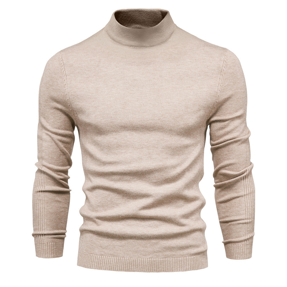 Elegant Mid Neck And Slim Trim Sweater