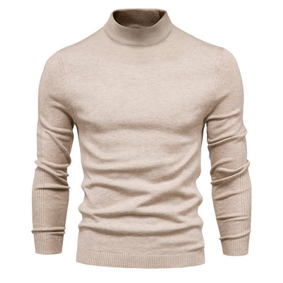 Elegant Mid Neck And Slim Trim Sweater
