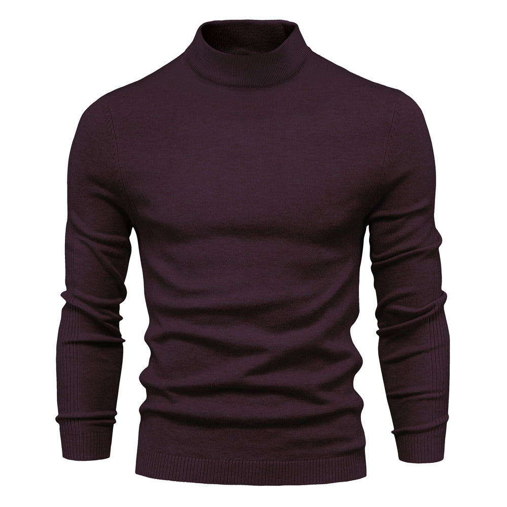 Elegant Mid Neck And Slim Trim Sweater