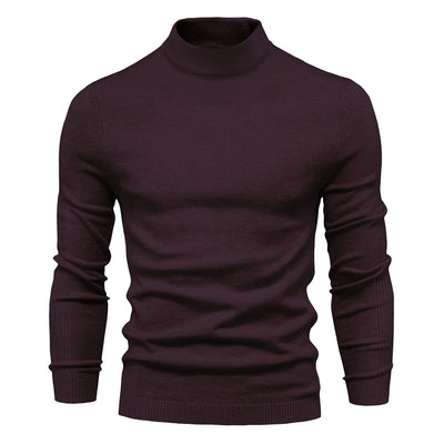 Elegant Mid Neck And Slim Trim Sweater