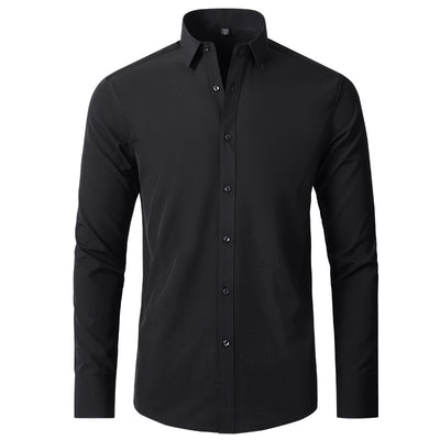 Solid Long Sleeve Shirt Fashion Slim Lapel Button Office Business Shirt Men's Clothing