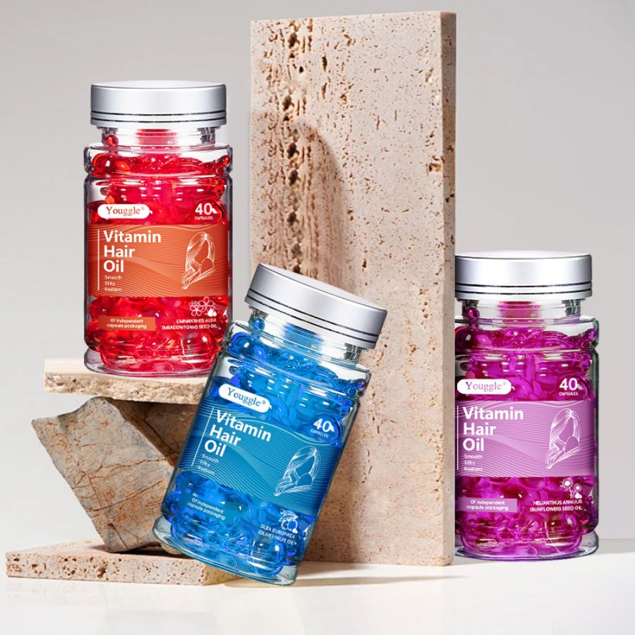 Organic Hair Growth Oil Keratin Treatment Serum Vitamin A C E Moisturizing Hair Care Serum Treatment Hair Capsule Serum