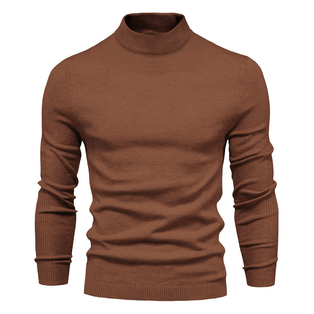 Elegant Mid Neck And Slim Trim Sweater