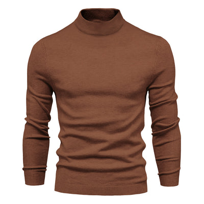 Elegant Mid Neck And Slim Trim Sweater