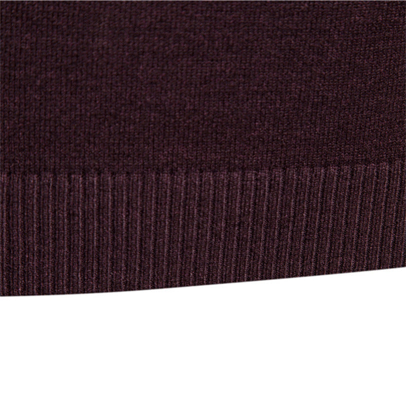 Elegant Mid Neck And Slim Trim Sweater