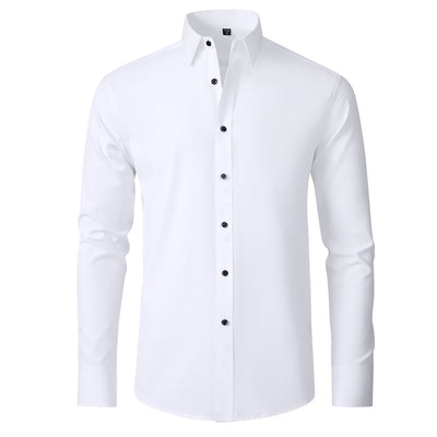 Solid Long Sleeve Shirt Fashion Slim Lapel Button Office Business Shirt Men's Clothing