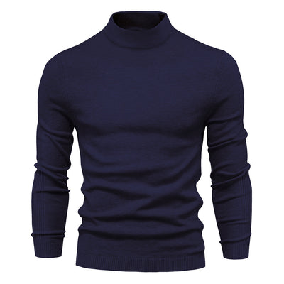 Elegant Mid Neck And Slim Trim Sweater